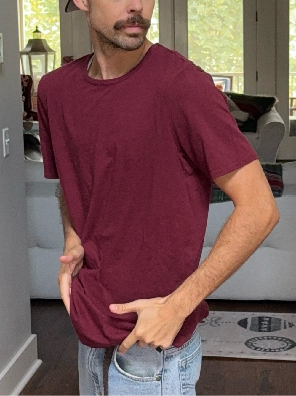 Elwood Burgundy Longline Curved Hem Tee 🍷
